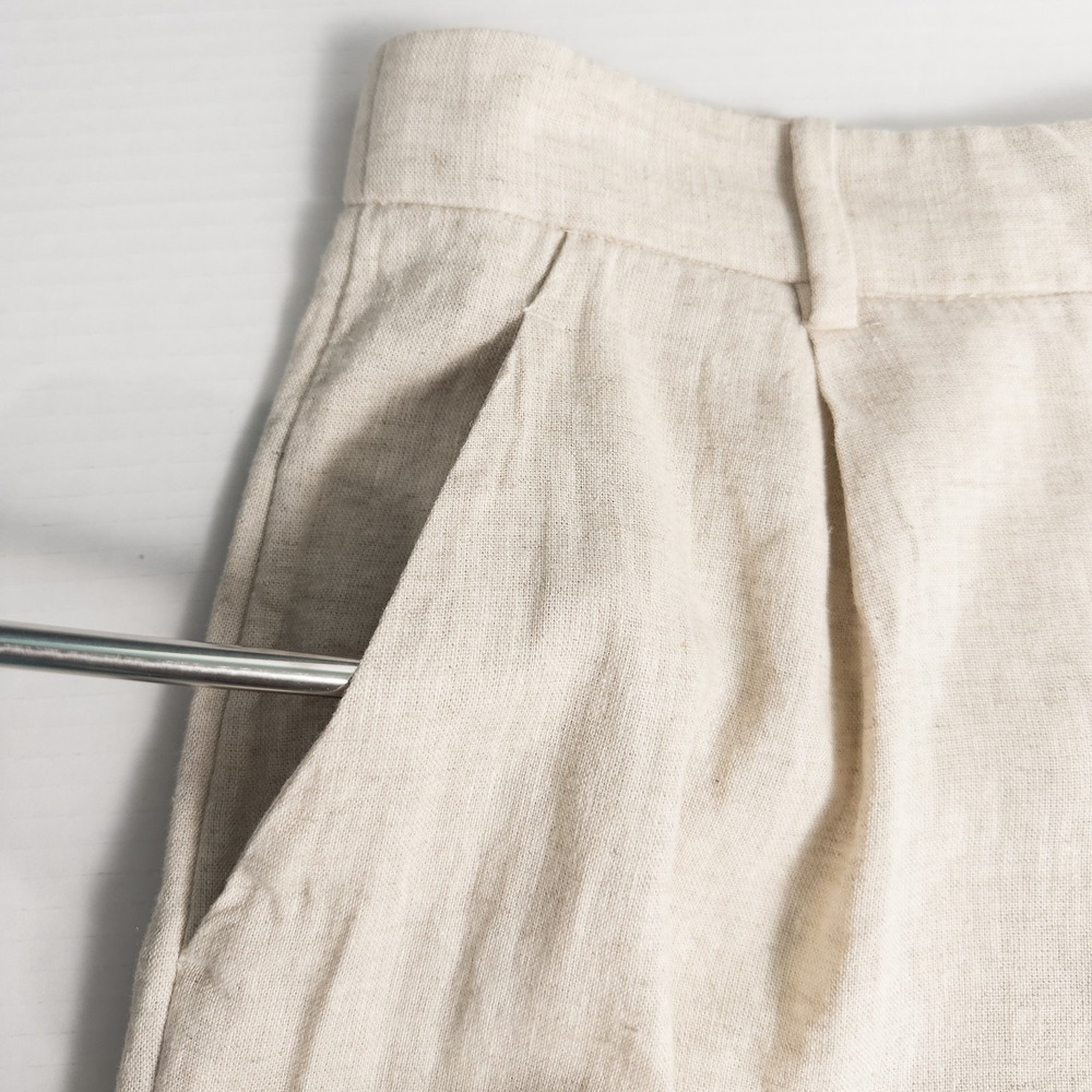 Abercrombie Fitch Linen Blend High Rise Wide Leg Trouser Pant Women 30/10L Beige - Picture 9 of 16